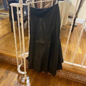 Long black leather skirt